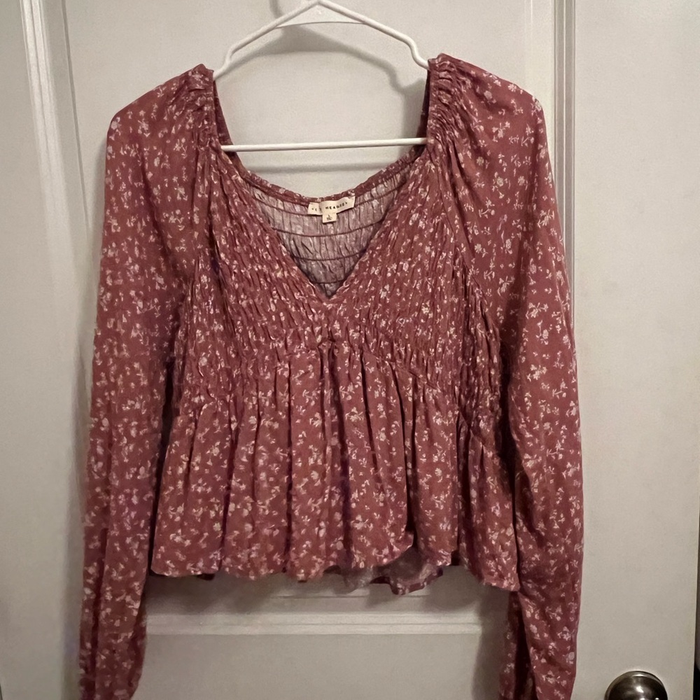 La Hearts Dusty Rose Floral Blouse